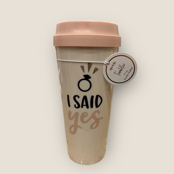 Miss to Mrs. Other - NWT 17 Ounce Bridal Coffee Tumbler - I Said Yes